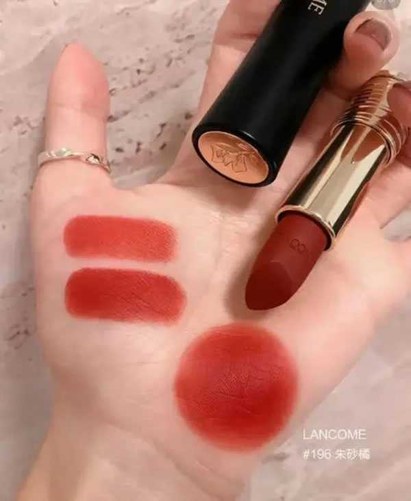 朱砂橘色口红兰蔻196颜色太好看了