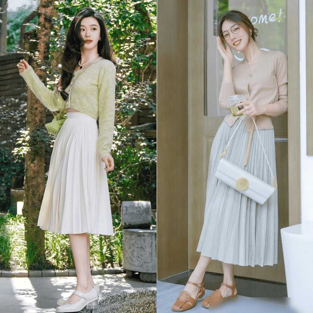 这才是最适合中年女人的打扮：短上衣+膝下裙，年轻好几岁 