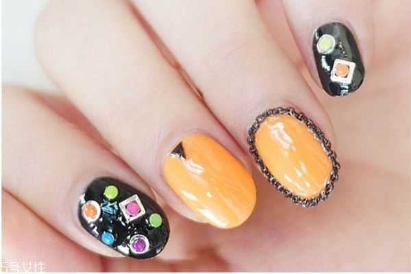 复古橘美甲教程，莫兰迪色丝绒美甲教程