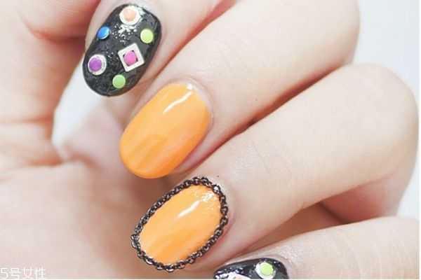 复古橘美甲教程，莫兰迪色丝绒美甲教程
