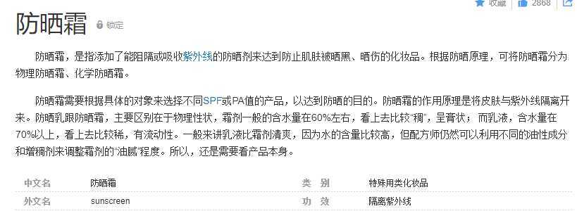 /防晒霜百度百科简介