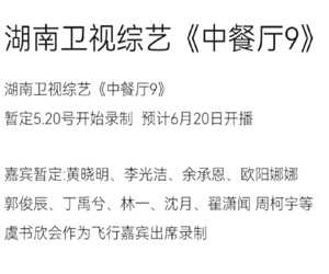 中餐厅第九季什么时候播出 中餐厅第九季成员名单 中餐厅第九季什么时候播出 中餐厅第九季成员名单