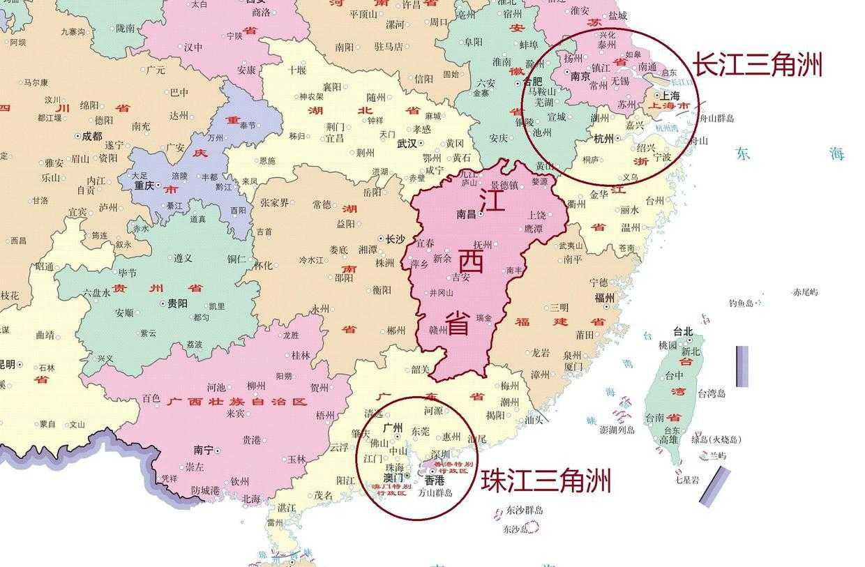 江西在中国地图上什么位置