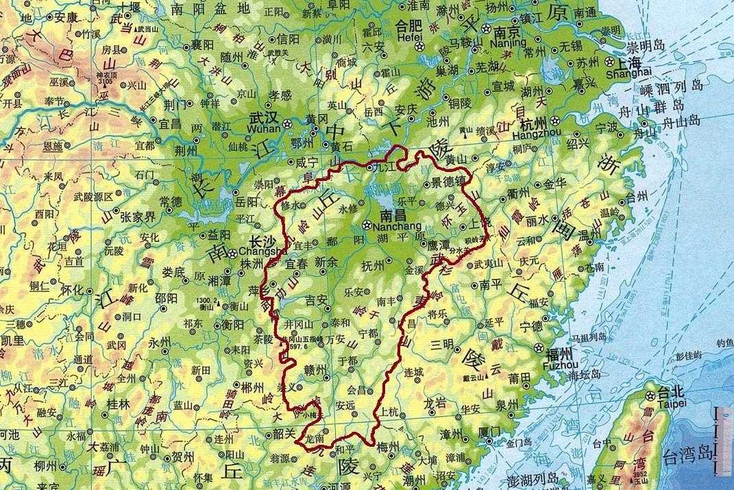 江西在中国地图上什么位置