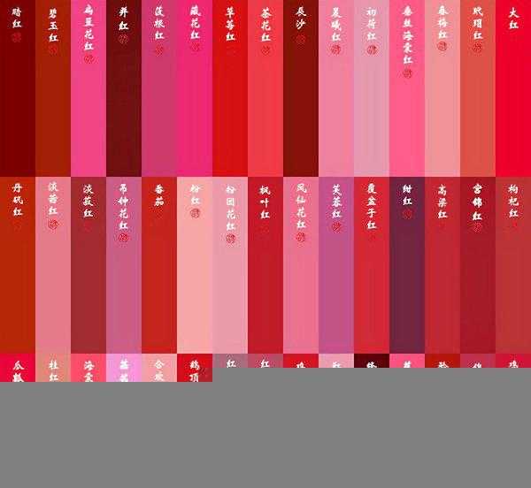 红色有哪几种颜色从深到浅