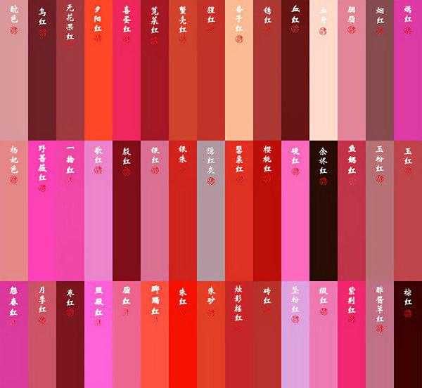 红色有哪几种颜色从深到浅