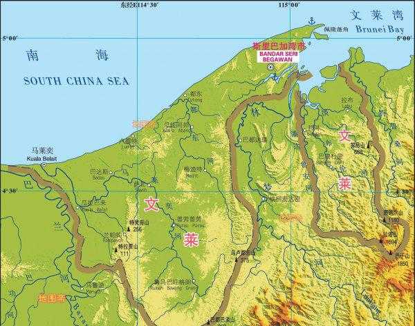 文莱在地图上哪个位置